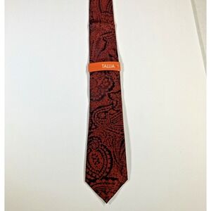 New Tallia Men's Neck Tie Copper Orange Black Floral Silk Tie 59" x 3"